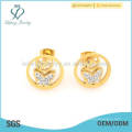 Damen Edelstahl Gold rund Schmetterling Ohrringe Bolzenschmuck